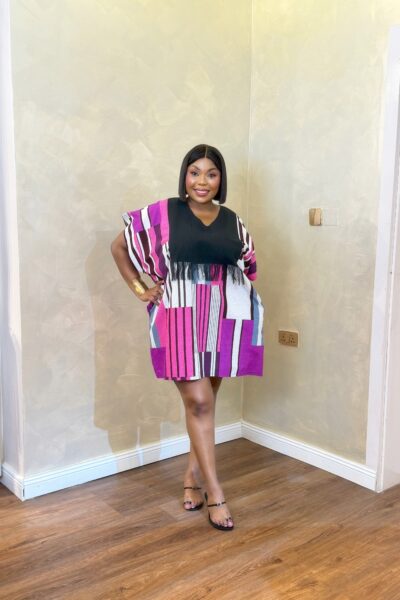 Short Ankara Boubou | Stylish Women's Purple Ankara Mini Dress