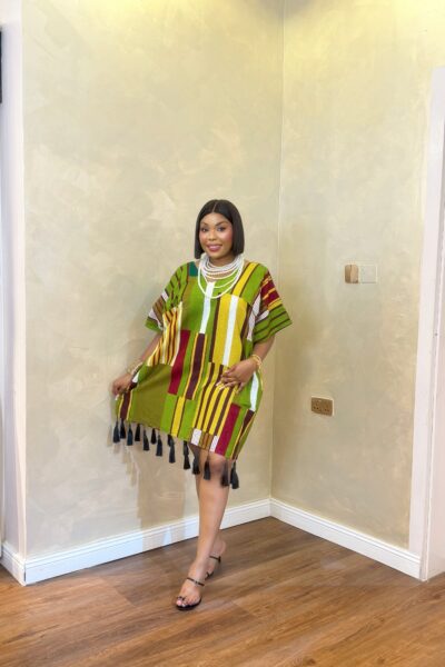 Short Ankara Boubou | Stylish Women's Green Ankara Mini Dress