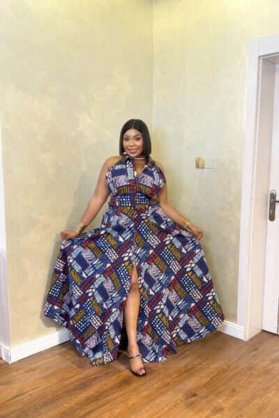 Samba Halter Neck Dress | Elegant Women's Printed Maxi Dress