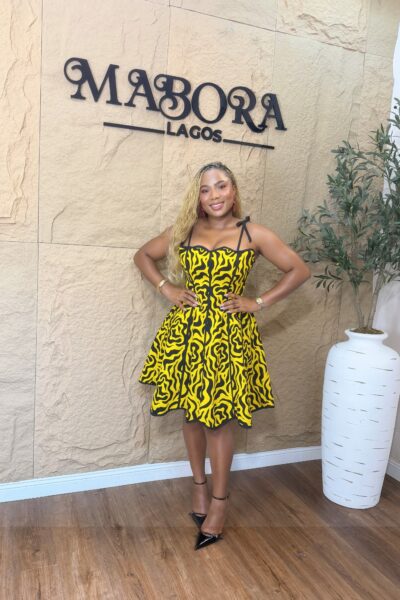Sisi Eko Dress | Yellow & Black Fit-and-Flare Mini Dress
