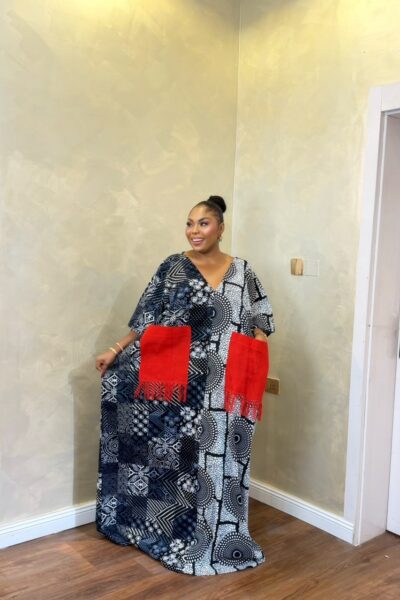 Long Ankara Bubu Dress | Black & White African Print Bubu