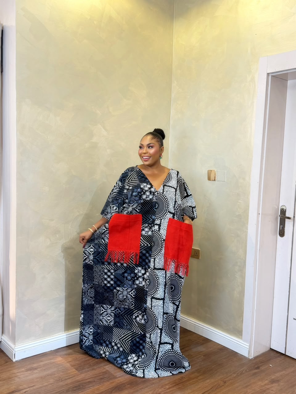 Long Ankara Bubu Dress | Black & White African Print Bubu