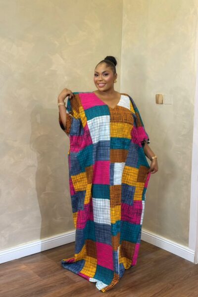 Long Bubu Ankara Dress | Multicolor African Print Kaftan for Women